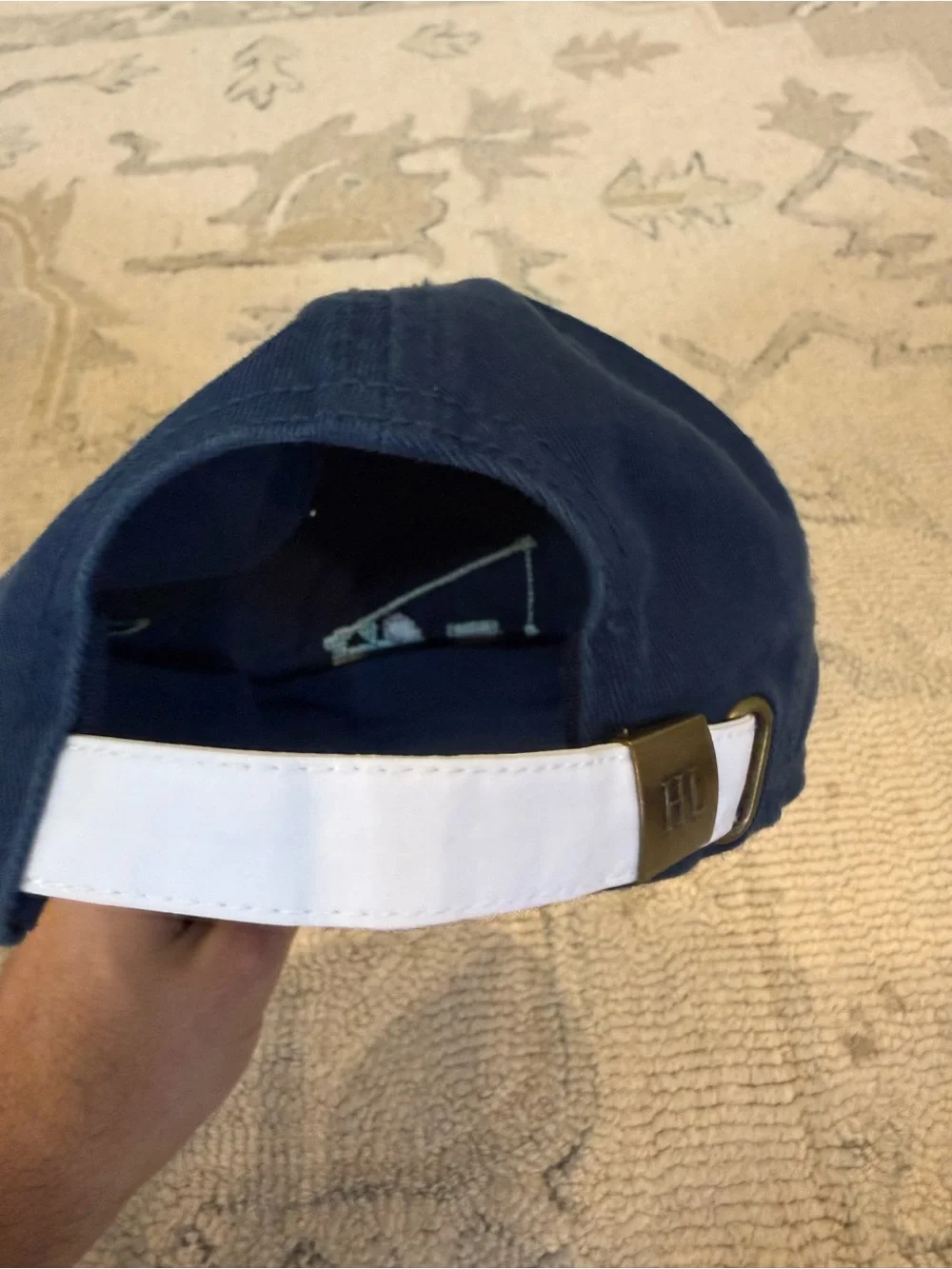Kids Navy Baseball Cap with Green Crane Truck Embroidery